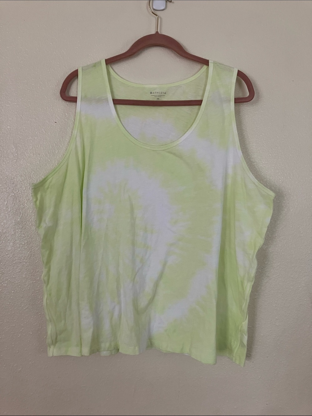 Athleta Lime Yellow Cotton Tie Dye Tank, 3X